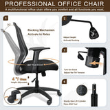 Ergonomic Swivel Computer Office Desk Chair with Adjustable Height Lumbar Support for Home Study