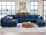 Modular Sectional Sofa Couch Oversied U Shaped Sofa Set with Storage Seats Convertible Sectional Sleeper Sofa with Reversible Chaise Blue