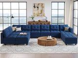 Modular Sectional Sofa Couch Oversied U Shaped Sofa Set with Storage Seats Convertible Sectional Sleeper Sofa with Reversible Chaise Blue