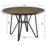 Round Industrial Wood Dining Room Table for 6 Person 48in Mid Century Kitchen Dining