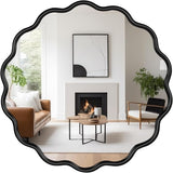 22 Inch Round Wavy Mirror - Modern Gold Wall Decor