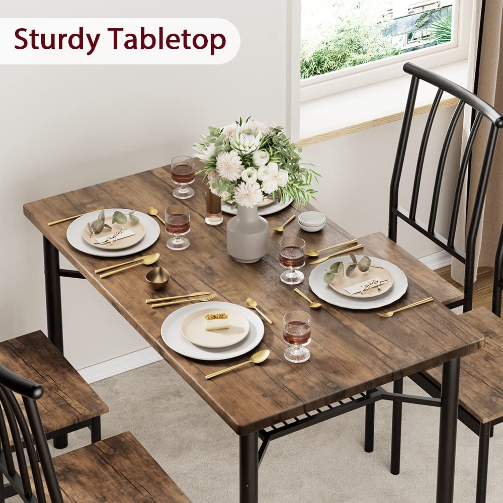 4-Piece Dining Table Set with Wine Rack