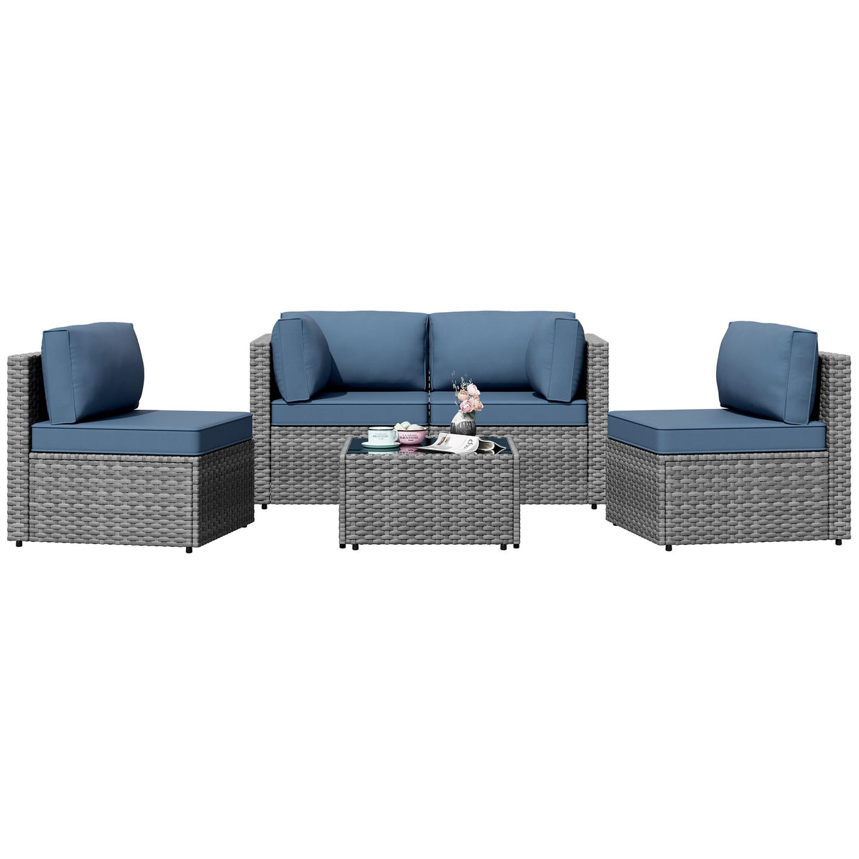 5 Pieces Outdoor Patio Furniture Sets, Patio Sectional Sofa