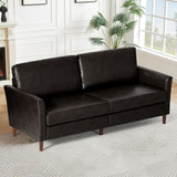 80” Faux Leather Loveseat Couch, 2-Seat Loveseat with Wooden Legs