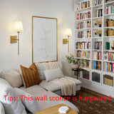 Wall Sconces Sets of 2, White Fabric Shades Wall Sconces, Hardwired Retro Industrial Wall