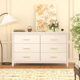 6 Drawers Wood Dresser for Bedroom, Wide Chest of Drawers