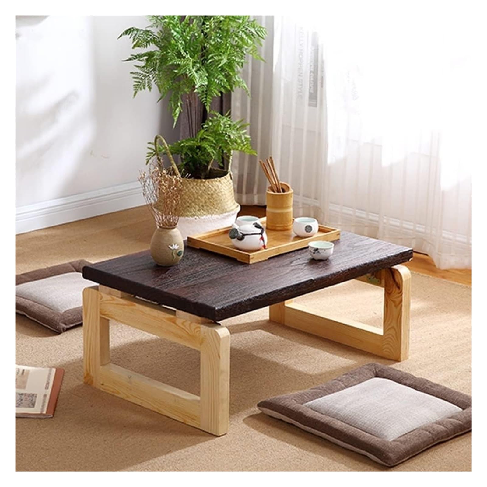 Coffee Table,Japanese Tea Table, Foldable Low Table Stable Coffee Table Accent