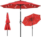 10ft 3-Tier Vented Solar Patio Umbrella, Table Outdoor Market Umbrella with 24 LED Lights