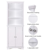 Tall Corner Cabinet with Doors and Shelves, Freestanding Corner Storage Cabinet for Bathroom,