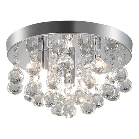 Modern Round Crystal Chandelier Ceiling Light,3 Light Crystal Flush Mount Small