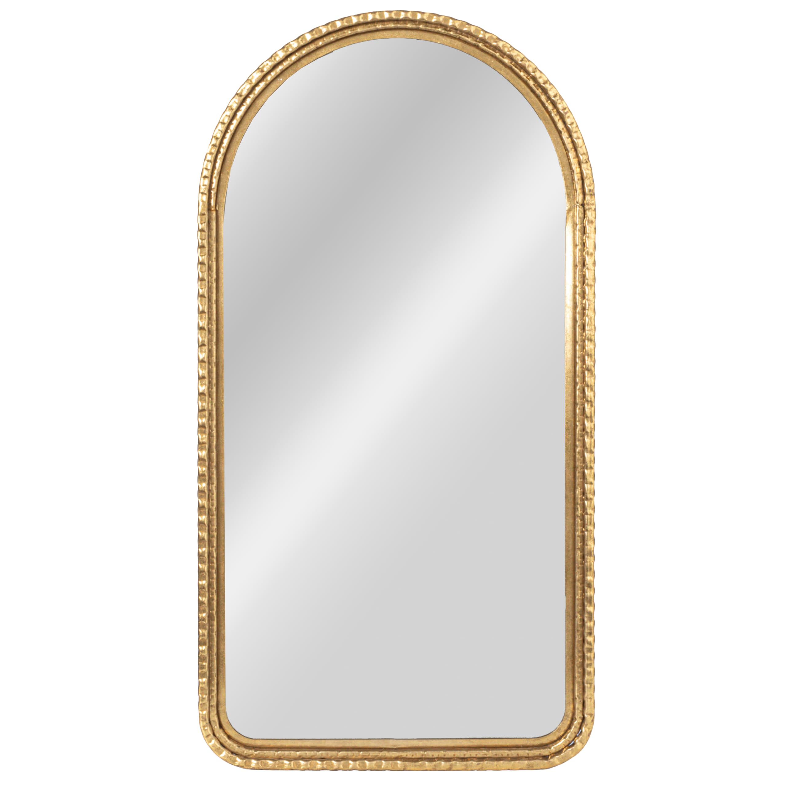 Decorative Arched Metal Wall Mirror, Gold