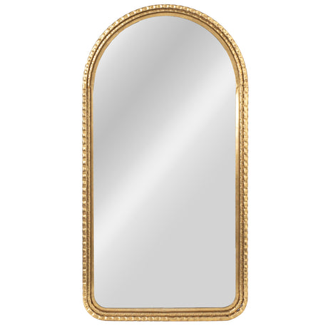 Decorative Arched Metal Wall Mirror, Gold