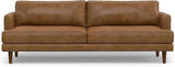 Livingston Mid-Century Modern 76 Inch Wide Sofa in Sienna Full Grain Leather, Pure