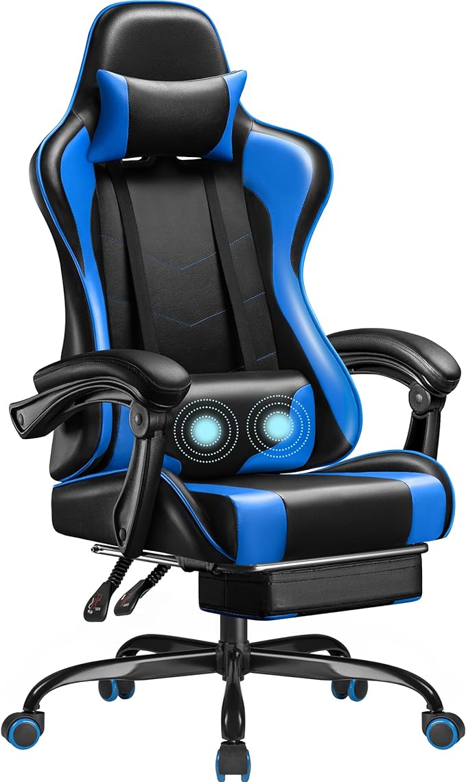 Homall Gaming Chair, Video Game Chair with Footrest and Massage Lumbar Support