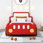 Twin Race Car Bed Frame with Wheels - Kids Platform Bed