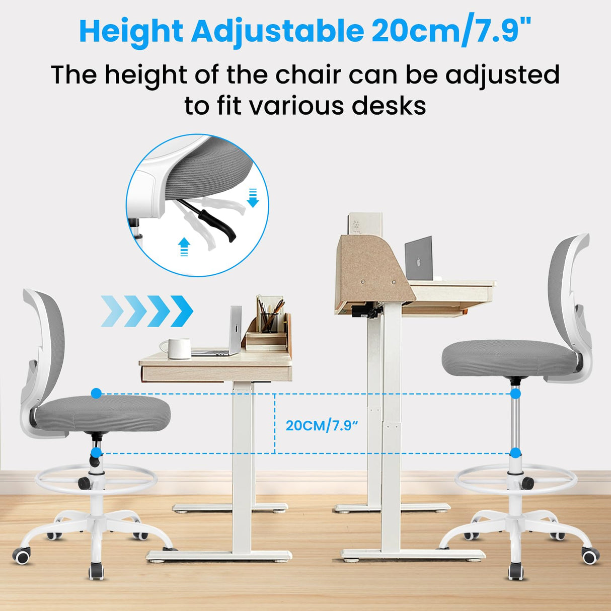 Drafting Chair Tall Office Chair for Standing Desk Chairs with Adjustable Height Footrest