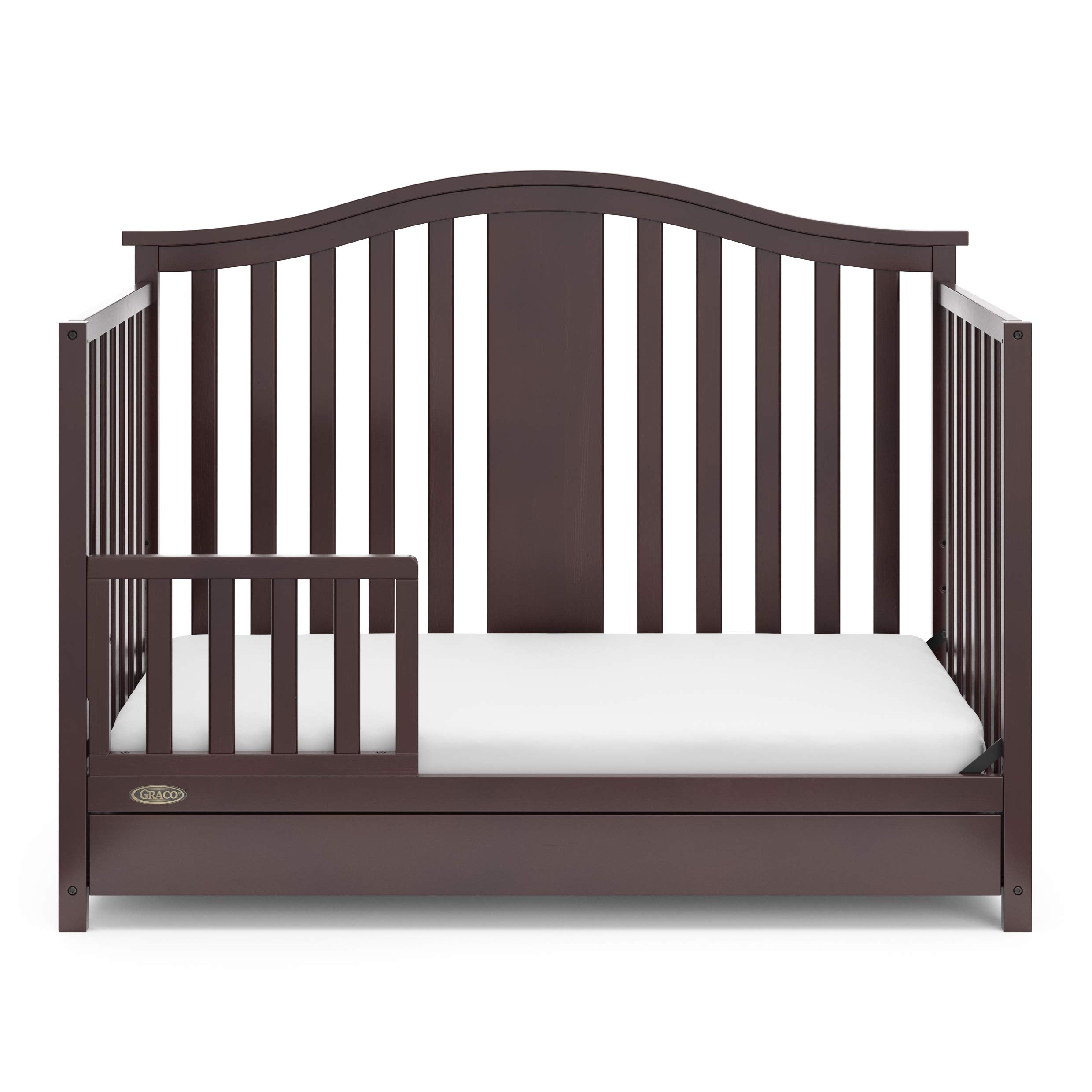4-in-1 Convertible Crib with Drawer (Espresso) – GREENGUARD Gold Certified, Crib with Drawer Combo, Includes Full-Size Nursery Storage Drawer, Converts to Toddler Bed and Full-Size Bed
