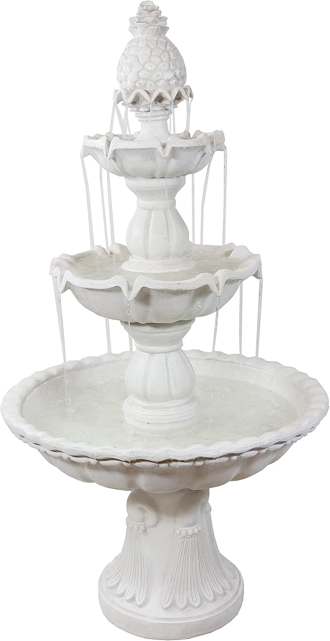 57" H Welcome 3-Tier Water Fountain - Large Electric Water Fountain with Pineapple Topper for Garden
