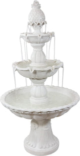 57" H Welcome 3-Tier Water Fountain - Large Electric Water Fountain with Pineapple Topper for Garden