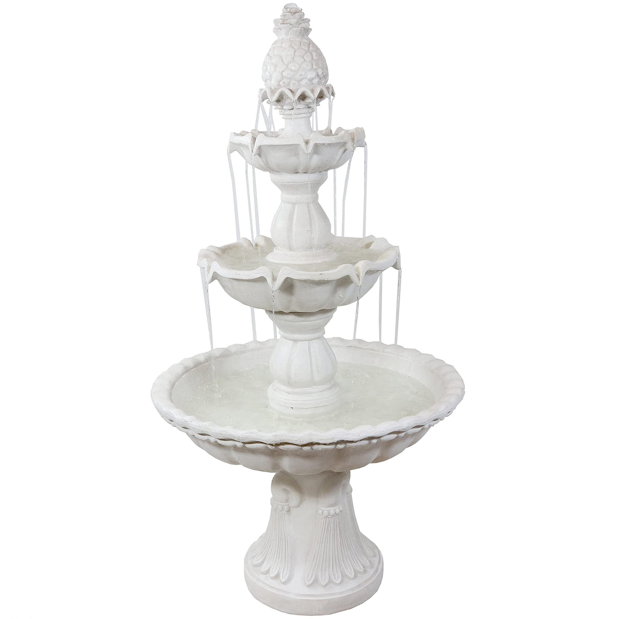 57" H Welcome 3-Tier Water Fountain - Large Electric Water Fountain with Pineapple Topper