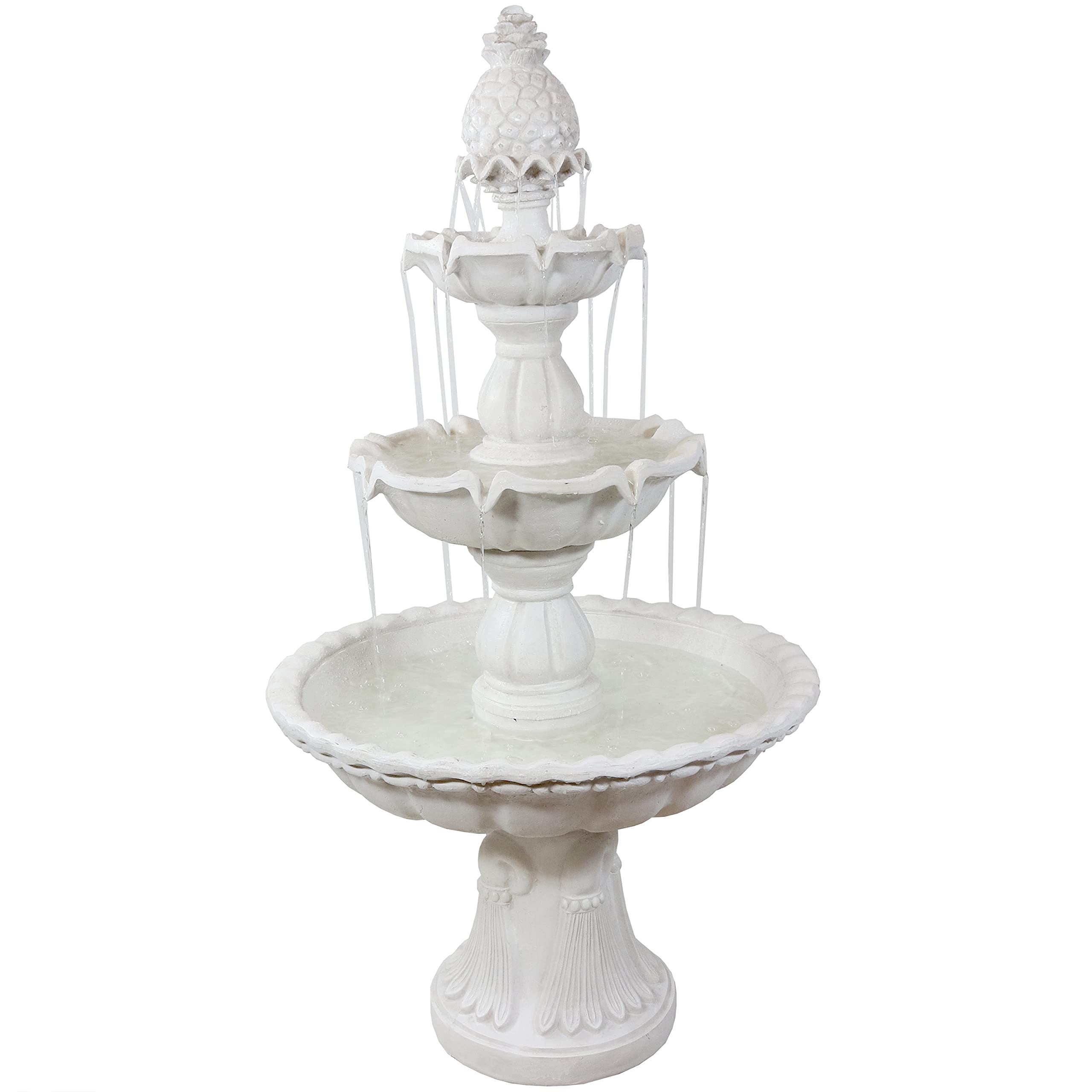 57" H Welcome 3-Tier Water Fountain - Large Electric Water Fountain with Pineapple Topper