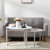 Modern Round Side Table Set of 2, Contemporary Accent Coffee and Snack Mental End Table
