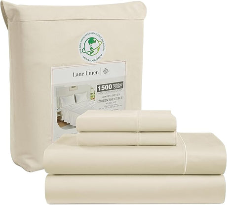 100% Egyptian Cotton Queen Sheet Set - 1500 TC, 4 PCs - Luxury Cotton Queen Size Sheets Set -