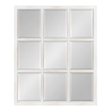 Hogan 9 Windowpane Wood Wall Mirror, 26" x 32", Rustic White