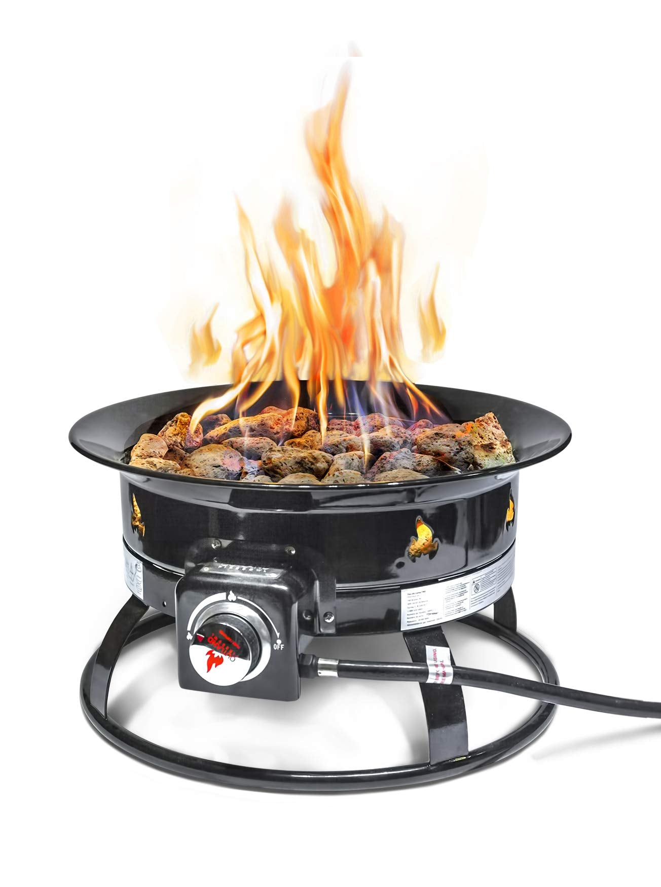 Outland Living Portable Propane Fire Pit, 19 - inch, 58,000 BTU with Fire Pit Cover & Carry Kit, Smokeless Gas Firebowl | Perfect for Camping, Patio, Backyard, Tailgating, Deck, RV| Black 893 Deluxe - Bircata