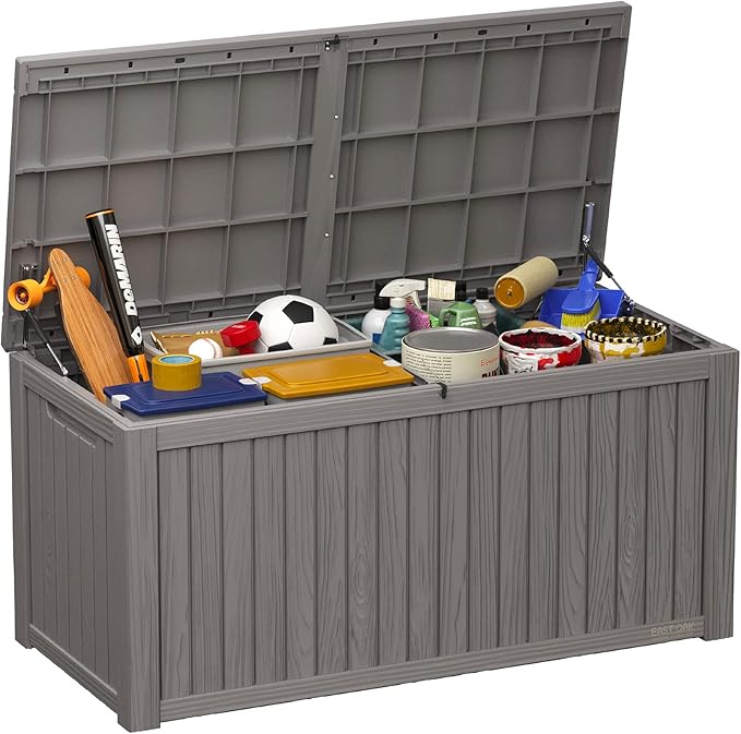 Outdoor Storage Box | 31 Gallon Deck Box Indoor and Outdoor Use | Waterproof Resin