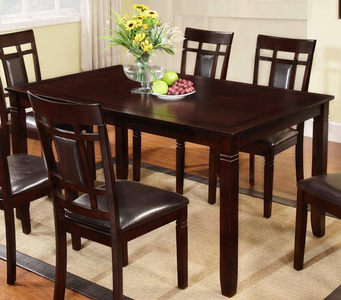 7-Piece Dark Cappuccino Finish High-Grade Dining Room/Kitchen Table Set