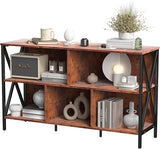 Horizontal Bookshelf,Industrial Modern 5 Cube Low Wide Cubby Bookcase