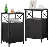 Night Stand, Side Storage Sofa Couch and Living Room,Bedroom, End Table with Cabinet, Matte Black/Set of 2