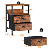 Nightstands Set 2, Bedside Table with 2 Fabric Drawers