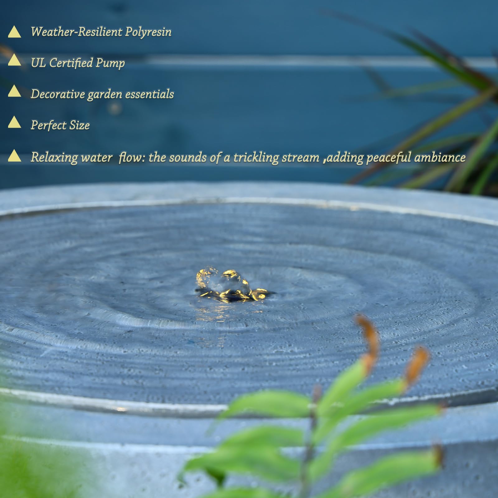 Water Fountain Outdoor Large Round Water Feature Indoor with Lights & Pump and Pebbles