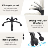Ergonomic Swivel Office Chair with Flip-Up Armrests - White (Set of 2)