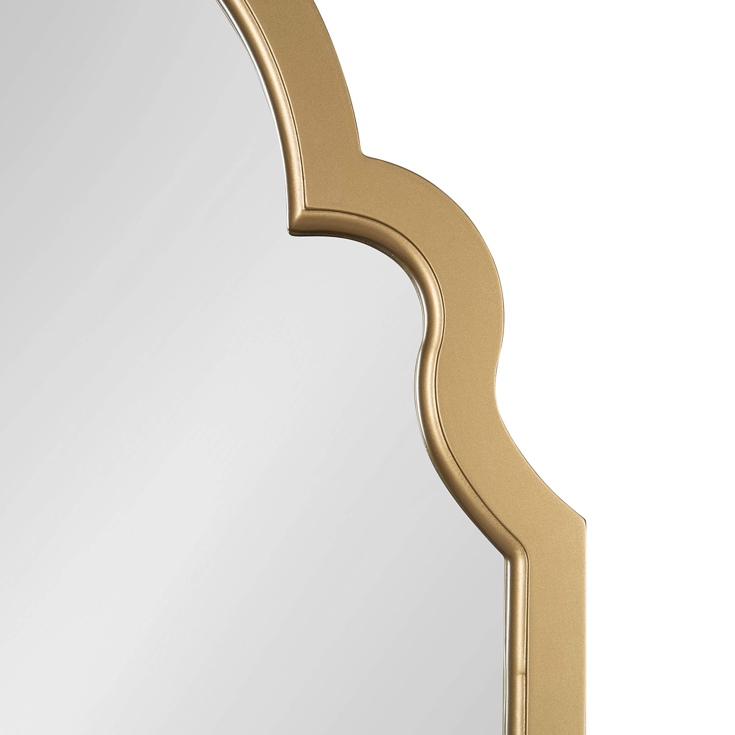 Hogan Modern Arched Wall Mirror, 24 x 36, Gold, Glam Moroccan Mirror for Wall