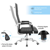 Ribbed Office Chair High Back PU Leather Desk Chair Adjustable Swivel Task Chair