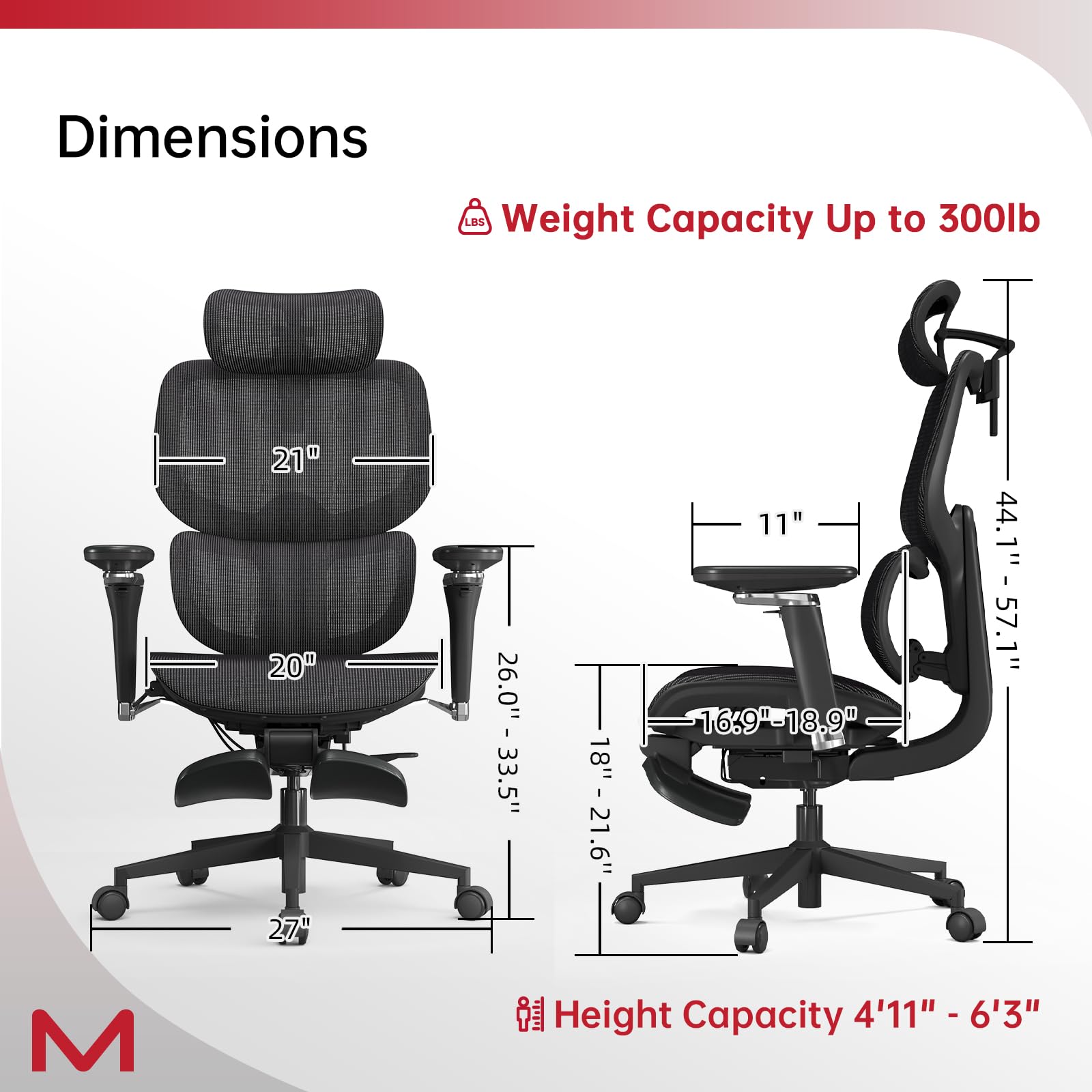 Ergonomic Office Chair with Footrest and Dynamic Lumbar Support
