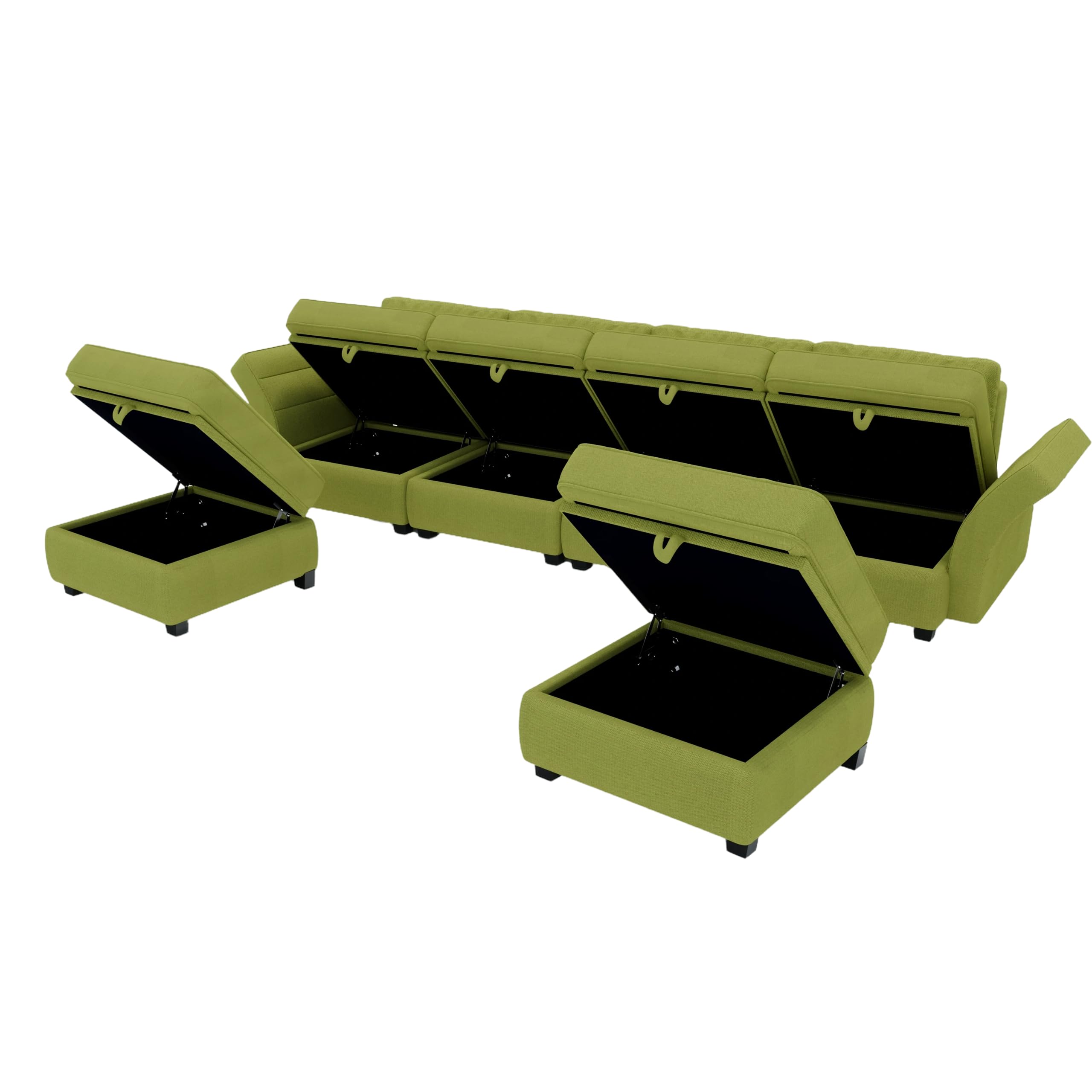U-Shape Symmetrical Corner Couch Adjustable Backrest & Armrest for Living Room