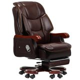 Jones Executive Office Chair with Massage,Genuine Leather Luxury Managerial Executive