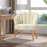 Velvet Upholstered Living Room Chairs with Cute Scalloped Back & Golden Legs for Makeup Room/Bedroom