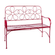 45" L Indoor/Outdoor 2-Person Metal Garden Bench with Daisy Backrest, Red