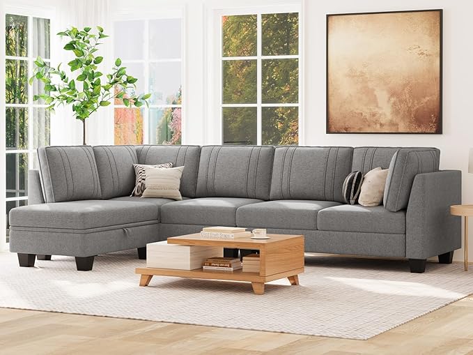 4 Seater Sectional Sofa with Reversible Chaise, Velvet L Shaped Sofa Sectional