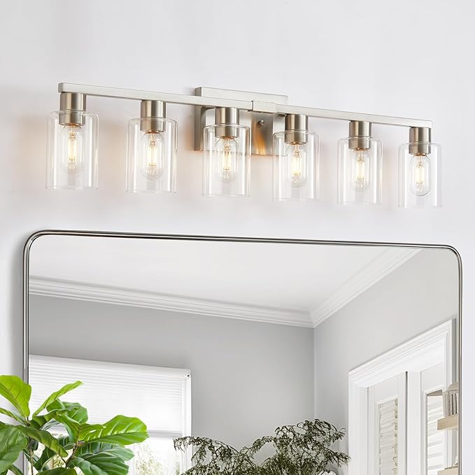 Black Bathroom Light Fixtures, 6-Light Bathroom Lighting Fixtures Over Mirror