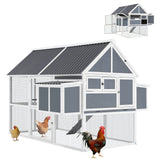 84” Large Chicken Coop, Outdoor Wooden Hen House Poultry Cage for 8-10