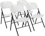 Foldable Portable Sturdy Folding Plastic Chair, 350-Pound Capacity, Black, 2-Pack