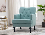 Artechworks Tufted Club Chair Fabric Modern Accent Single Sofa with Studded Nailhead Wooden Legs Armchair Comfy Upholstered for Club Living Room Bedroom Office Reading Room Blue and Green, Teal Green