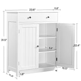 Free Standing Bathroom Cabinet with 1 Drawer 2 Doors and Adjustable Shelf, Wooden