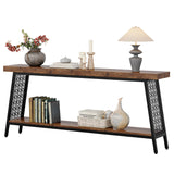 70.9" Console Table, 2-Tier Extra Long Sofa Table, Industrial Entryway Table Behind Couch